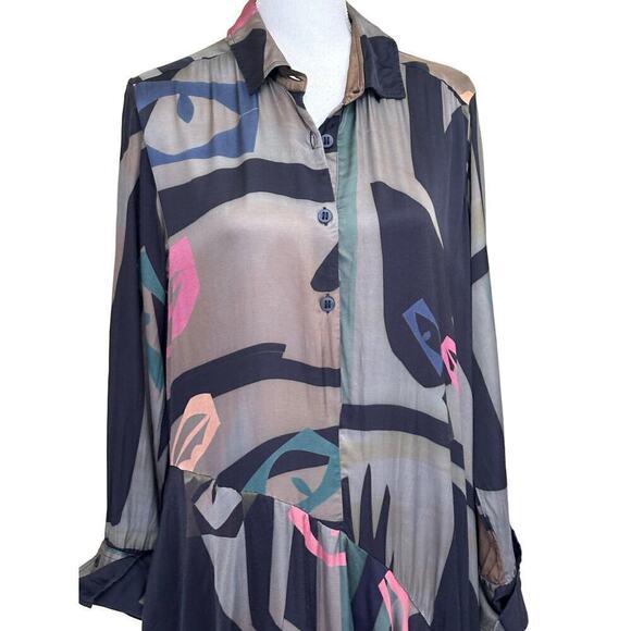 Palmer//Harding black/green graphic maxidress, 10, flowy, layered, artsy, wacky - Picture 4 of 8